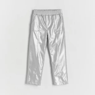 Reserved - Spodnie z imitacji skóry - Srebrny - Spodnie i spodenki dla dziewczynek - miniaturka - grafika 1