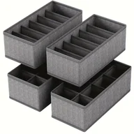 Inne - TEMU 4 szt. Składane organizery do szuflad z tkaniny, 28-komórkowe pudełka do przechowywania skarpetek, bielizny, krawatów i pasków, szary design z - miniaturka - grafika 1