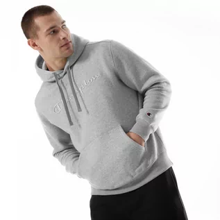 Bluzy sportowe męskie - Męska bluza dresowa nierozpinana z kapturem Champion Rochester Hooded Sweatshirt - szara - CHAMPION - grafika 1