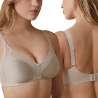Biustonosze - Biustonosz Gładki Bez Fiszbin Regulowane Ramiączka Wygodny Stanik Beż 100C - miniaturka - grafika 1