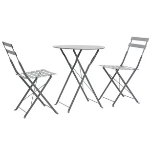 shumee shumee 3 cz zestaw mebli bistro stal szary - Meble ogrodowe - miniaturka - grafika 1