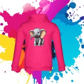Bluzy dla dziewczynek - Bluza dziecięca typu kangurka z kapturem w kolorze różowym z nadrukiem słoń słonik 6 lat - miniaturka - grafika 1