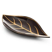 Tace i patery - Patera ceramiczna 41x20x4 Alisma 2 brązowa złota liść dekoracyjna Eurofirany - miniaturka - grafika 1