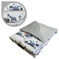 Koce i narzuty dla dzieci - Kocyk Dziecięcy 75x100 Letni Koparki Niebieskie Nowe/Szary Bawełna/Velvet Polski Producent - miniaturka - grafika 1