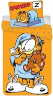 Kołdry i poduszki dla dzieci - Pościel dziecięca dwustronna Garfield kot z misiem w szlafroku komiksowy kot pomarańczowy kołdra 135 x 200 + poduszka 80 x 80 cm 100% bawełna - miniaturka - grafika 1