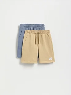 Reserved - Bawełniane szorty 2 pack - beżowy - Spodnie i spodenki dla chłopców - miniaturka - grafika 1