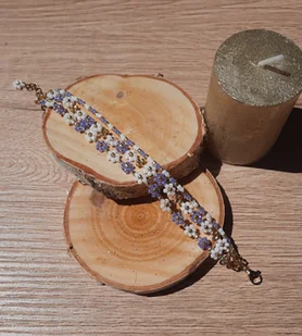 Bransoletka z koralików Toho z kwiatkami – 3 nitki, rękodzieło, prezent, 14 cm - Bransoletki Bransoletka z koralików Toho z kwiatkami – 3 nitki, rękodzieło, prezent, 14 cm - Bransoletki - miniaturka - grafika 1