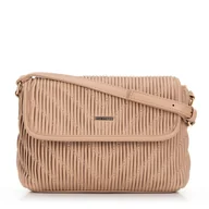 Torebki damskie - Damska crossbody w pionowe przeszycia z ekoskóry beżowa - miniaturka - grafika 1