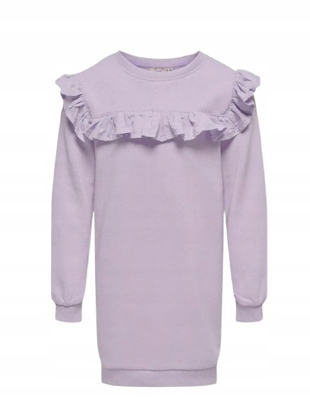 ONLY FIOLETOWA SUKIENKA DZIECIĘCA Z FALBANKĄ DŁUGI RĘKAW 146-152 K_A