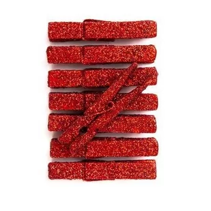 Klamerki ozdobne brokatowe 8 szt. - czerwone - Scrapbooking - miniaturka - grafika 1