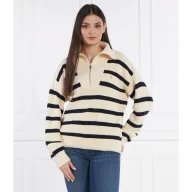 Swetry damskie - Tommy Hilfiger Sweter CO CARDI STITCH 1/2 ZIP SWT | Loose fit - miniaturka - grafika 1