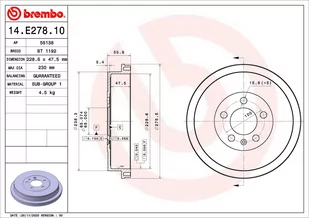 Bęben hamulcowy Brembo 14.E278.10 - Bębny hamulcowe - miniaturka - grafika 1