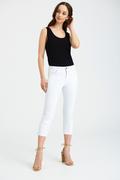 Spodnie damskie - Casual&#039;owe spodnie slim-fit, białe - Greenpoint - miniaturka - grafika 1