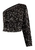 Koszulki i topy damskie - faina Damski top z cekinami na jedno ramię, miedź, L - miniaturka - grafika 1