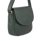 Torebki damskie - Skórzana torebka damska na ramię mini listonoszka ciemnozielona - miniaturka - grafika 1