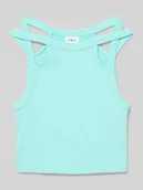 Koszulki dla dziewczynek - Top o kroju slim fit z wycięciami - miniaturka - grafika 1