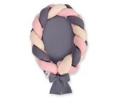 Kokony niemowlęce - Kokon Niemowlęcy Pleciony 2 W 1 - Beż-Brudny Róż-Antracyt - miniaturka - grafika 1