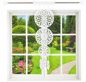 Firany - Panel ażurowy filcowy biały 40x130 dekoracja okna firana ŁAPACZ SNÓW boho - miniaturka - grafika 1
