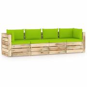 Meble ogrodowe - Ogrodowa sofa 4-os z poduszkami, impregnowane na zielono drewno kod: V-3074614 - miniaturka - grafika 1