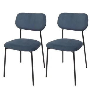 Zestaw 2 krzeseł do jadalni HWC-O26, krzesło kuchenne tapicerowane, sznurek (330g/m²) tkanina/tkanina metal ~ niebieski - Krzesła Zestaw 2 krzeseł do jadalni HWC-O26, krzesło kuchenne tapicerowane, sznurek (330g/m²) tkanina/tkanina metal ~ niebieski - Krzesła - miniaturka - grafika 1