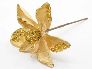 Dekoracja Gwiazda Betlejemska na piku złota z brokatem i cekinami - 30 cm - 1 szt. - Ozdoby bożonarodzeniowe - miniaturka - grafika 1