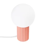 Lampy stojące - Lampka biurkowa nowoczesna brzoskwiniowy ryflowany korpus szklana biała kula włącznik do przedpokoju salonu 1xG9 8W HALO Sollux Lighting - miniaturka - grafika 1
