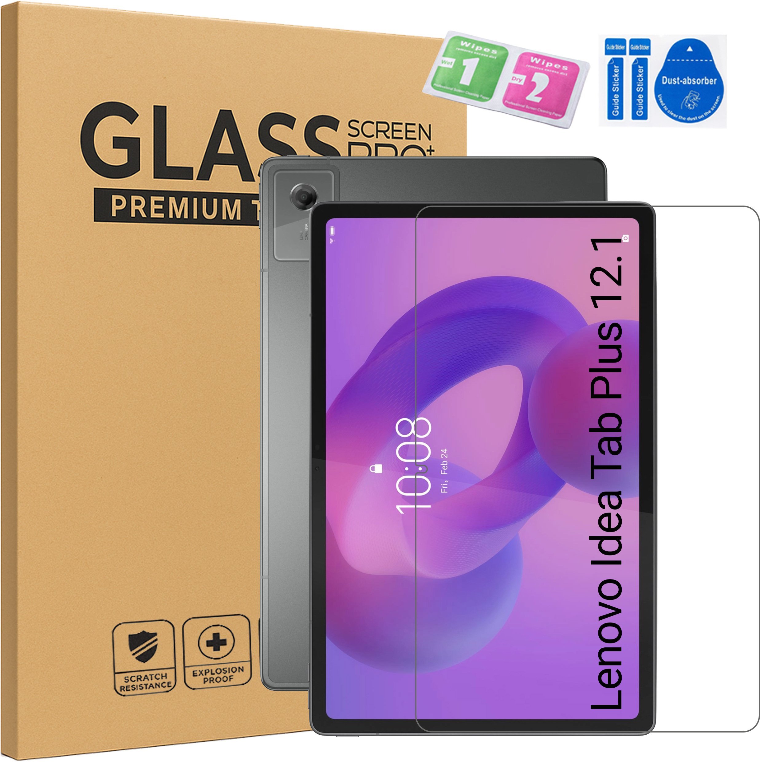 4kom.pl Szkło hartowane do Lenovo Idea Tab Plus 12.1 2025 - ochrona ekranu 9H, pełne pokrycie, oleofobowe