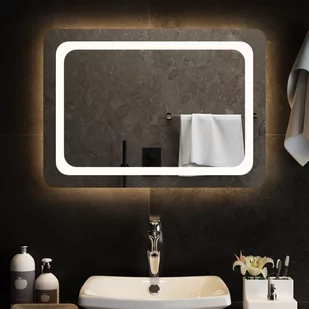 vidaXL Lustro łazienkowe z LED, 70x50 cm - Lustra - miniaturka - grafika 1