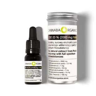 Cannaba Organics Olej 20% CBD (2000 mg/10 ml) surowy z chlorofilem Olej 20% CBD RAW - Suplementy naturalne - miniaturka - grafika 1