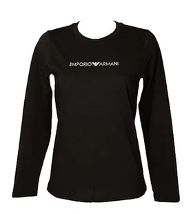 Emporio Armani Damska koszulka z logo Iconic, czarny, L - Koszulki i topy damskie - miniaturka - grafika 1