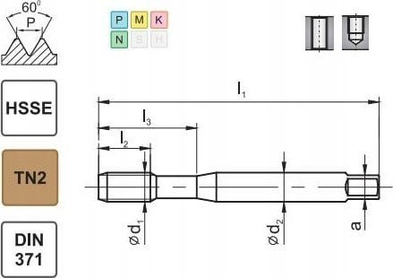 Fanar GWINTOWNIK M 6 DIN-371C 6H HSSE TN 800X