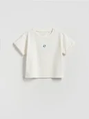 Bluzki dla niemowląt - Reserved - Luźny t-shirt z haftem - złamana biel - miniaturka - grafika 1