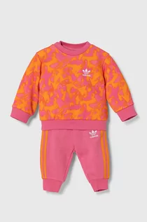 Dresy i komplety dla dziewczynek - adidas Originals dres dziecięcy kolor pomarańczowy - grafika 1