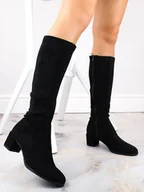 Kozaki damskie - Kozaki damskie na słupku cieplane czarne Sergio Leone KZ205 - miniaturka - grafika 1