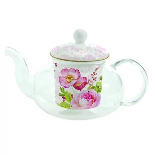 Czajnik z szkła borokrzemowego z zaparzaczem 450 ml Nuova R2S Floral Damask - Czajniki na gaz - miniaturka - grafika 1