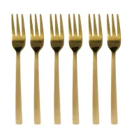Zestawy sztućców - Kulig Komplet widelczyków do ciasta Piano gold w pudełku 29514 6 szt. - miniaturka - grafika 1