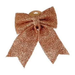 Kokarda dekoracyjna z błyszczącą folią złoty 30 x 34 cm - Ozdoby bożonarodzeniowe - miniaturka - grafika 1