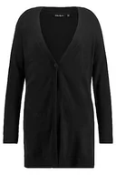 Kurtki damskie - Ulla Popken Damska kurtka z dzianiny o linii A, dekolt w serek, raglanowe rękawy, czarny, 46-48 - miniaturka - grafika 1