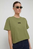 Koszulki sportowe damskie - Vans t-shirt bawełniany kolor zielony - miniaturka - grafika 1