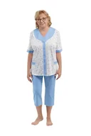 Piżamy damskie - PIŻAMA DAMSKA M KRÓTKI RĘKAW KRÓTKIE SPODNIE 3/4 BAWEŁNIANA ROZPINANA - miniaturka - grafika 1