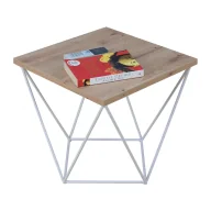 Ławy i stoliki kawowe - Druciany stolik kawowy w stylu skandynawskim dąb artisan + biały Z6-P96 - miniaturka - grafika 1