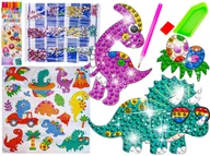 Rękodzieło - Haft Diamentowy Mozaika Diamentowa Naklejki DINOZAURY Zestaw 18 Naklejek - miniaturka - grafika 1