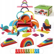 Zabawki sensoryczne - Klocki Konstrukcyjne Motessori Kulki Sorter Puzzle Dzieci Tęcza Układanka - miniaturka - grafika 1