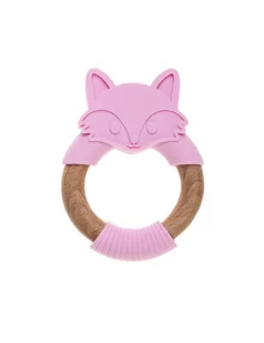 Bocioland Gryzak drewniano-silikonowy Lisek różowy - Gryzaki dla dzieci - miniaturka - grafika 1