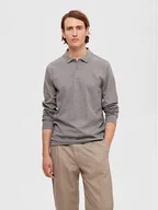Koszulki męskie - Selected Homme Polo 16090424 Szary Slim Fit - miniaturka - grafika 1