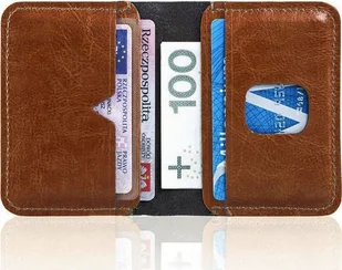 Solier Cienki skórzany portfel męski Solier SW11 brązowy - Portfele - miniaturka - grafika 1