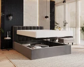 Łóżka - Łóżko tapicerowane JUSTIN z pojemnikiem i stelażem podnoszonym - 90x200 - TRINITY - Turkusowy - miniaturka - grafika 1