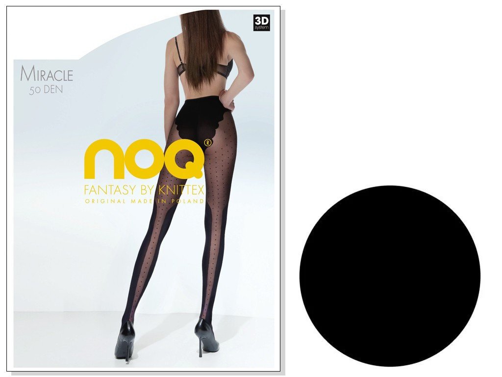Rajstopy w kropki Miracle imitacja pończoch 50 den 3 Nero