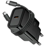 Ładowarki do telefonów - ZESTAW SZYBKA ŁADOWARKA SIECIOWA 20W GaN TYPE-C + KABEL TYP C 3000mA - miniaturka - grafika 1