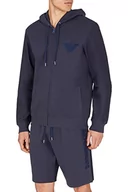 Kurtki męskie - Emporio Armani Swimwear Męska kurtka Emporio Armani Textured Terry Jacket z kapturem, granatowa, XXL, granatowy, XXL - miniaturka - grafika 1